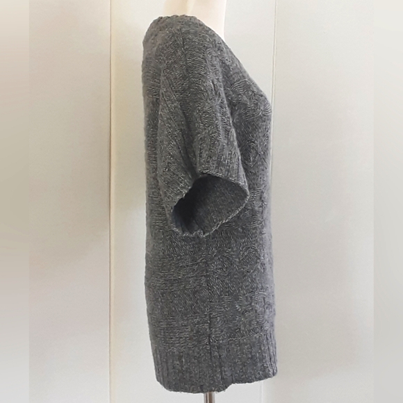 XXI Gray Marled Cable Knit Short Sleeve Pullover Sweater Sz M - Picture 3 of 7